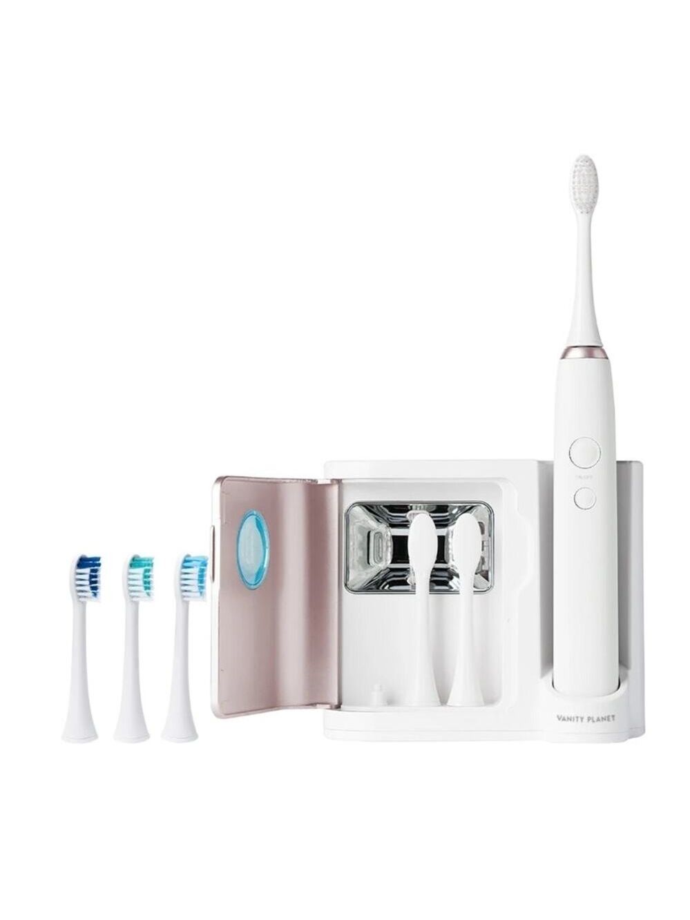 SONIC TOOTHBRUSH WITH UV SANITIZER HOLDER & 6 BRUSH HEADS BY VANITY PLANET